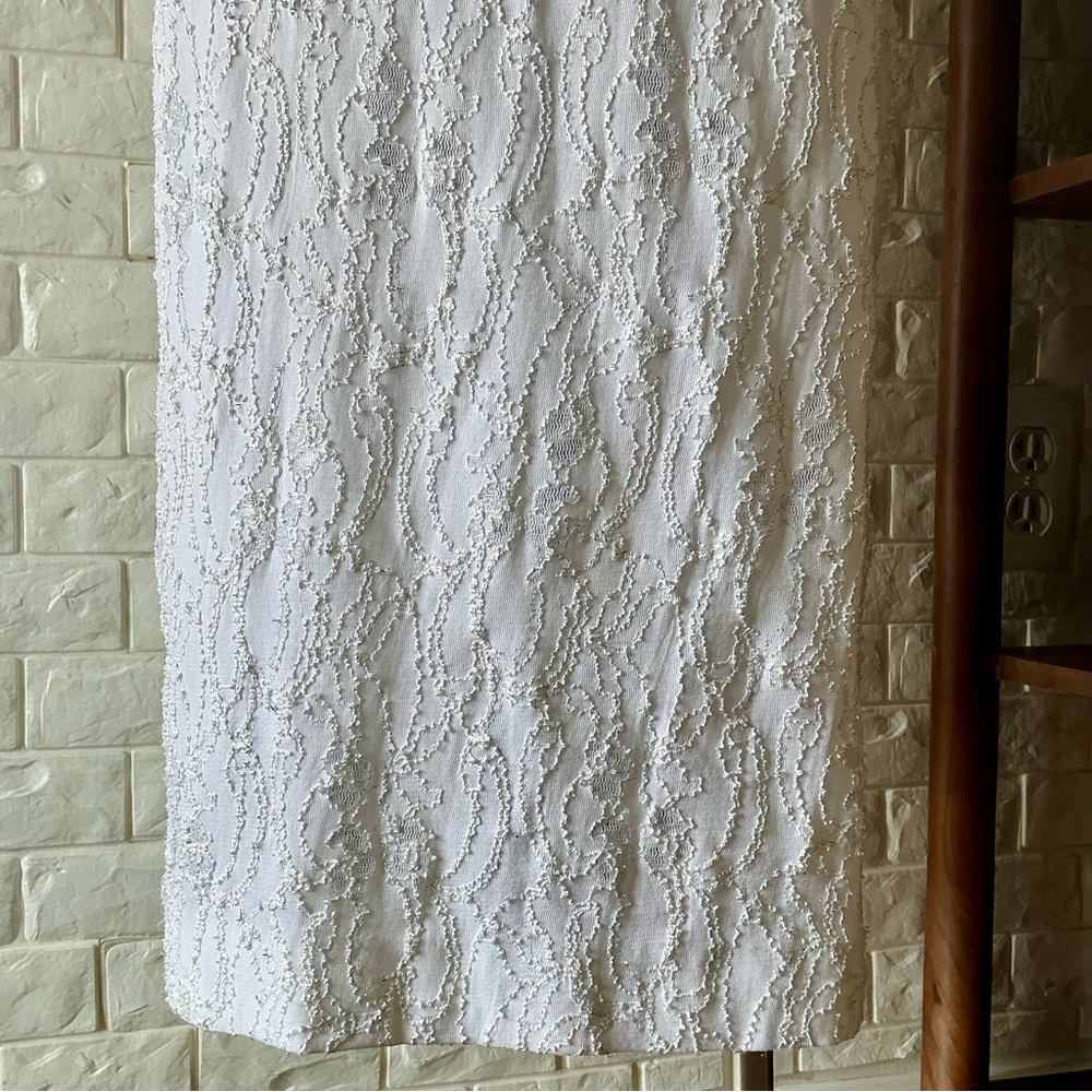 Vintage 1990s White Lace Overlay Bodycon Formal Dress Side Cut-Outs Scoop Back - Picture 9 of 14